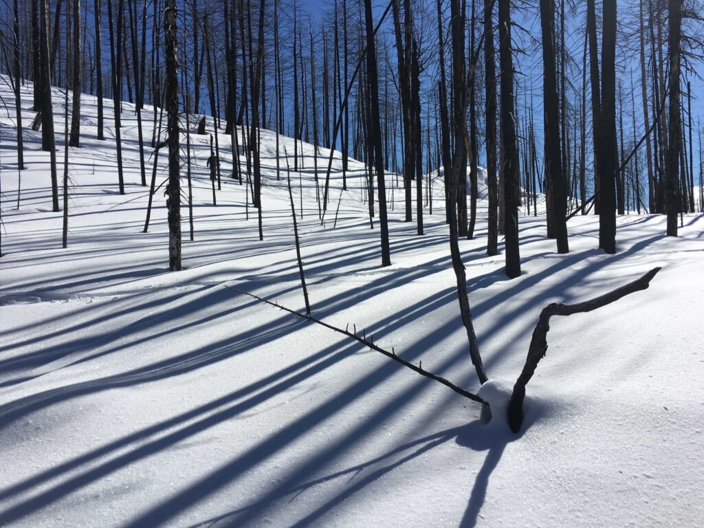 Light and shadows from Deer Creek Summit SnoPark.