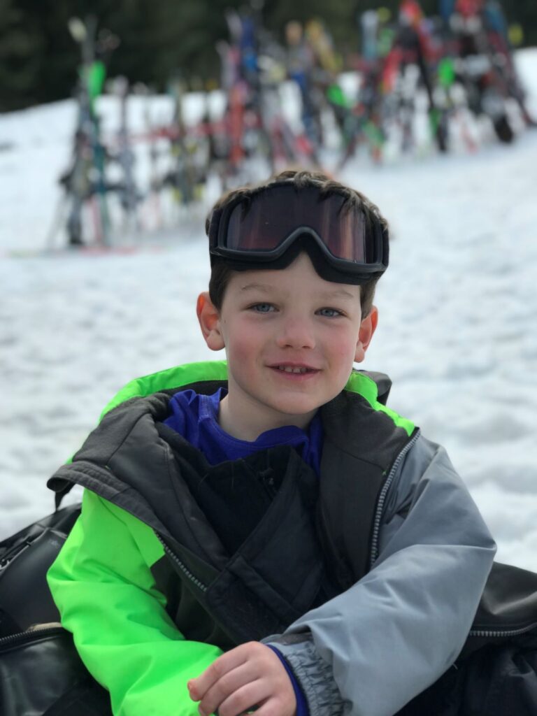 A boy skier at 49 degrees North.