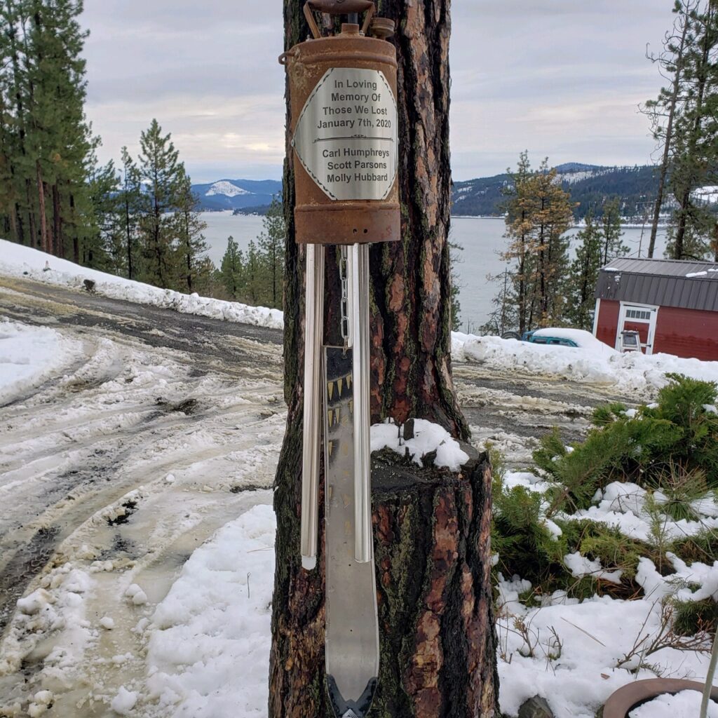 Memorial Bell inscribed with the names of the three avalanche victims will be installed on the traverse to Wardner Peak.