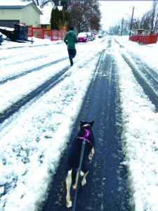 Winter running in the urban outdoors.