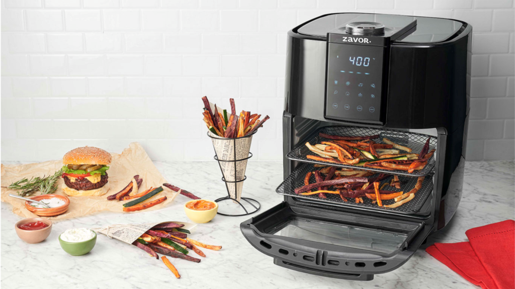 Zavor air fryer with assorted fries.