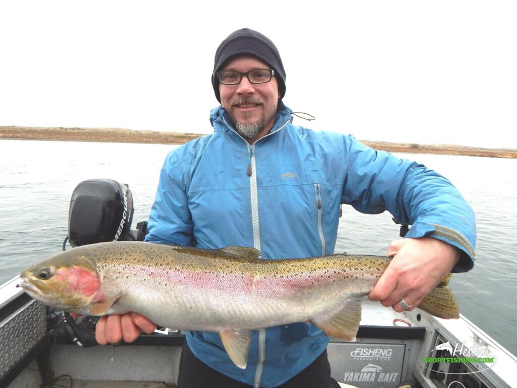The author steelhead fishing on the Columbia River_Photo Jeff Holmes.