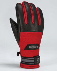 Gordini Spring Gloves: black ski gloves with red accents.