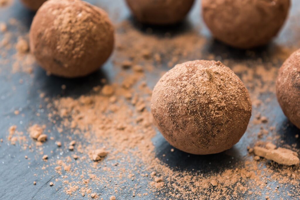 Round, bite-sized protein balls.