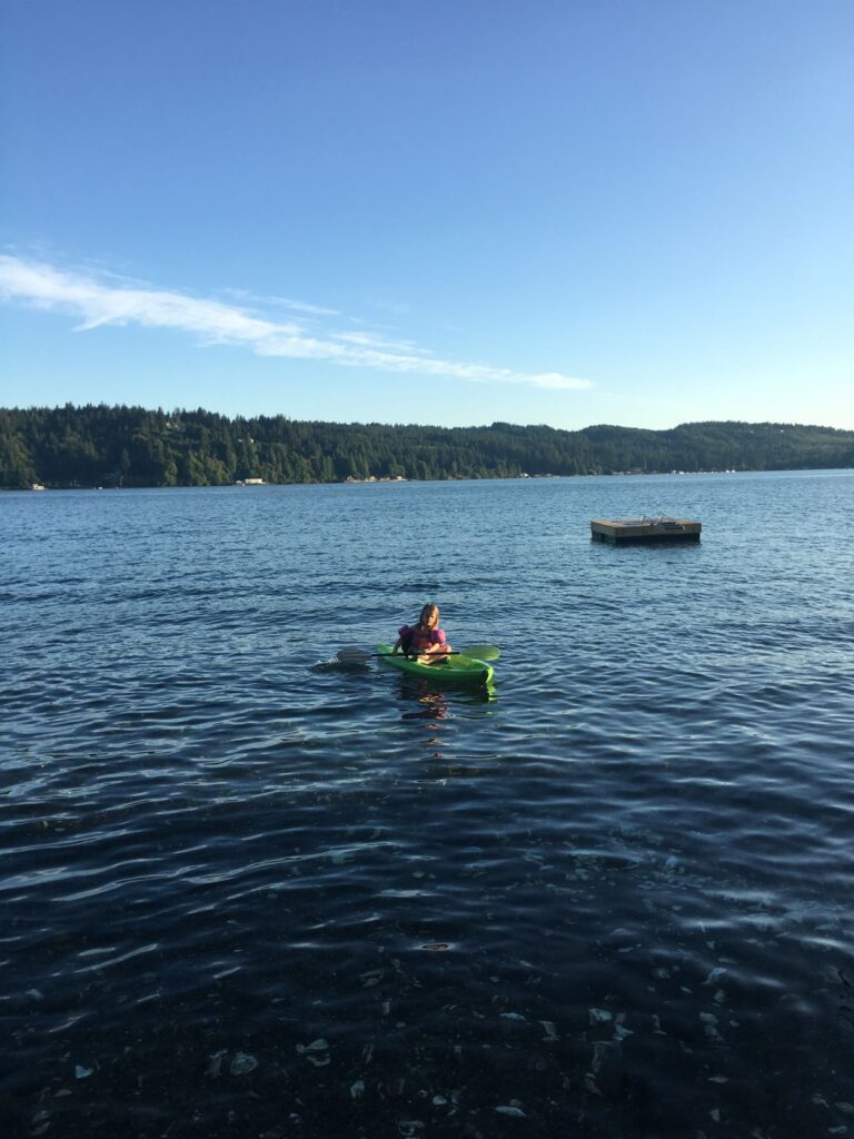 Sarah's daughter kayaking at Hood Canal.