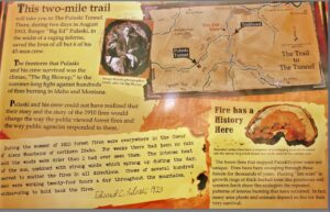 Trailhead historical information sign at the Pulaski Tunnel Trail.