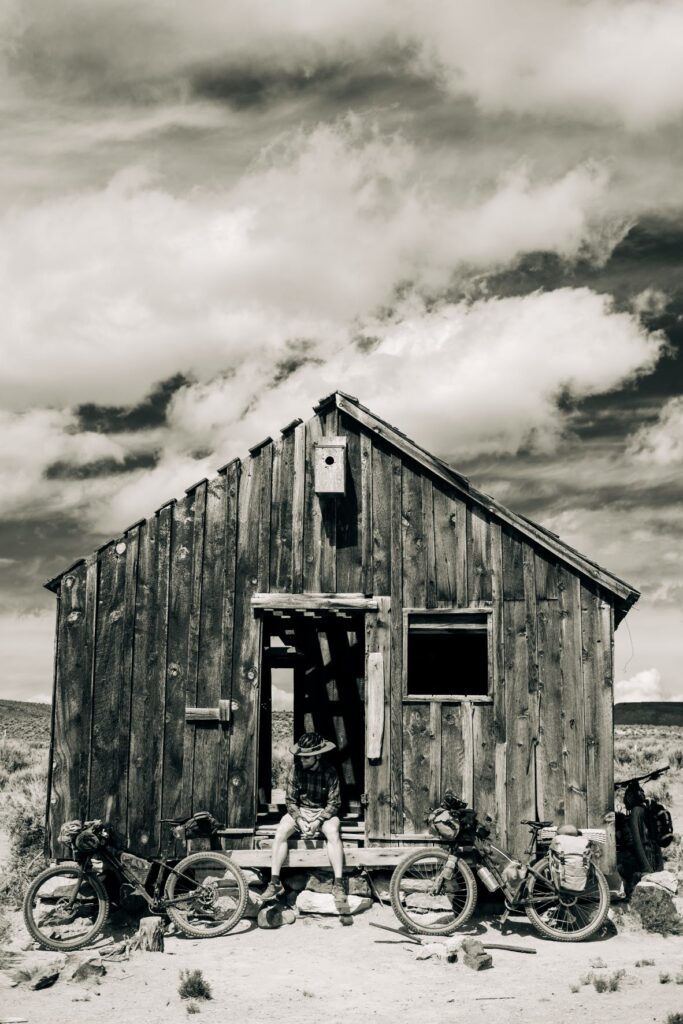 Old, weathered remnant of a ranch house in a sagebrush desert near the Sheldon National Wildlife Refuge in Nevada.