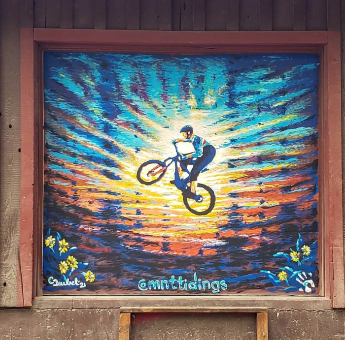 Christina Deubel's mural painting at Camp Sekani.