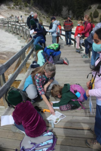 Students learning at Yellowstone.