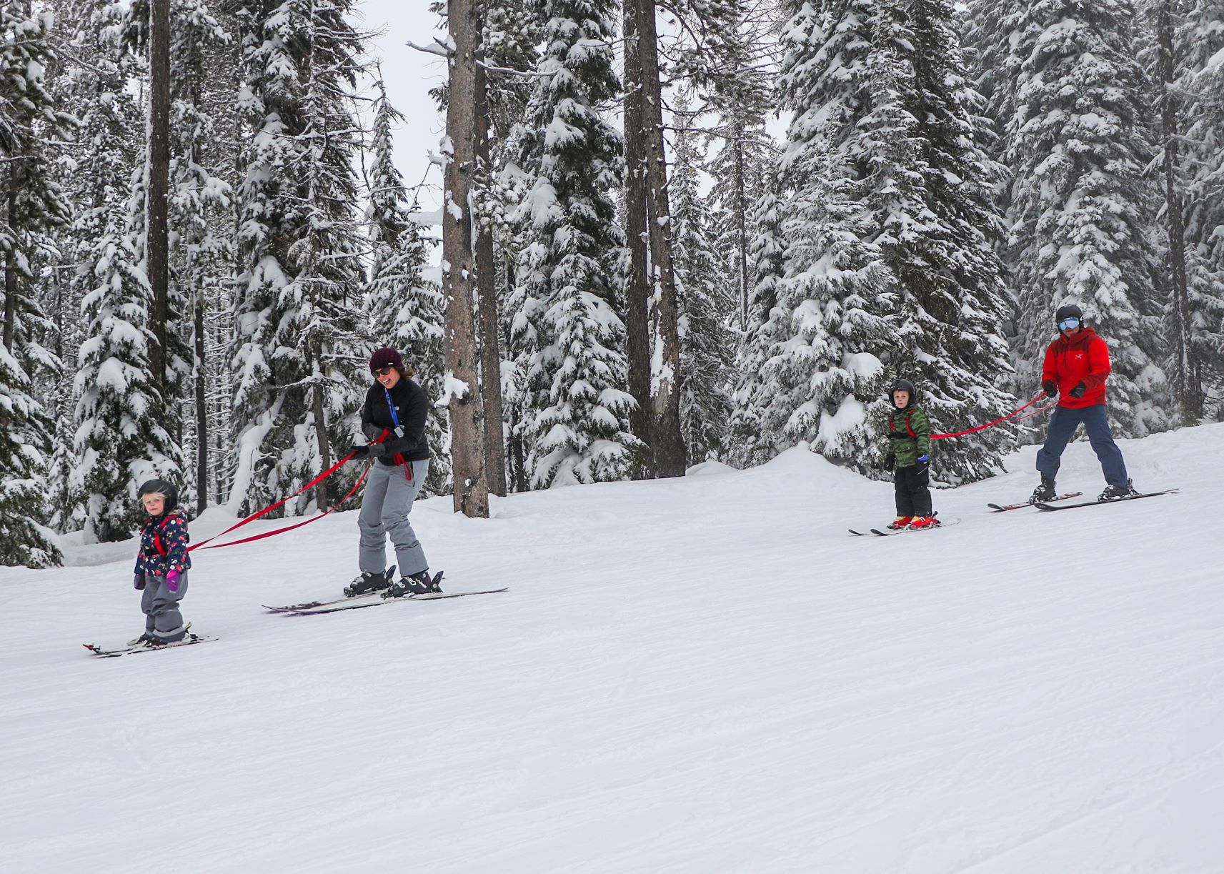 Family of skiers at Lookout Pass.