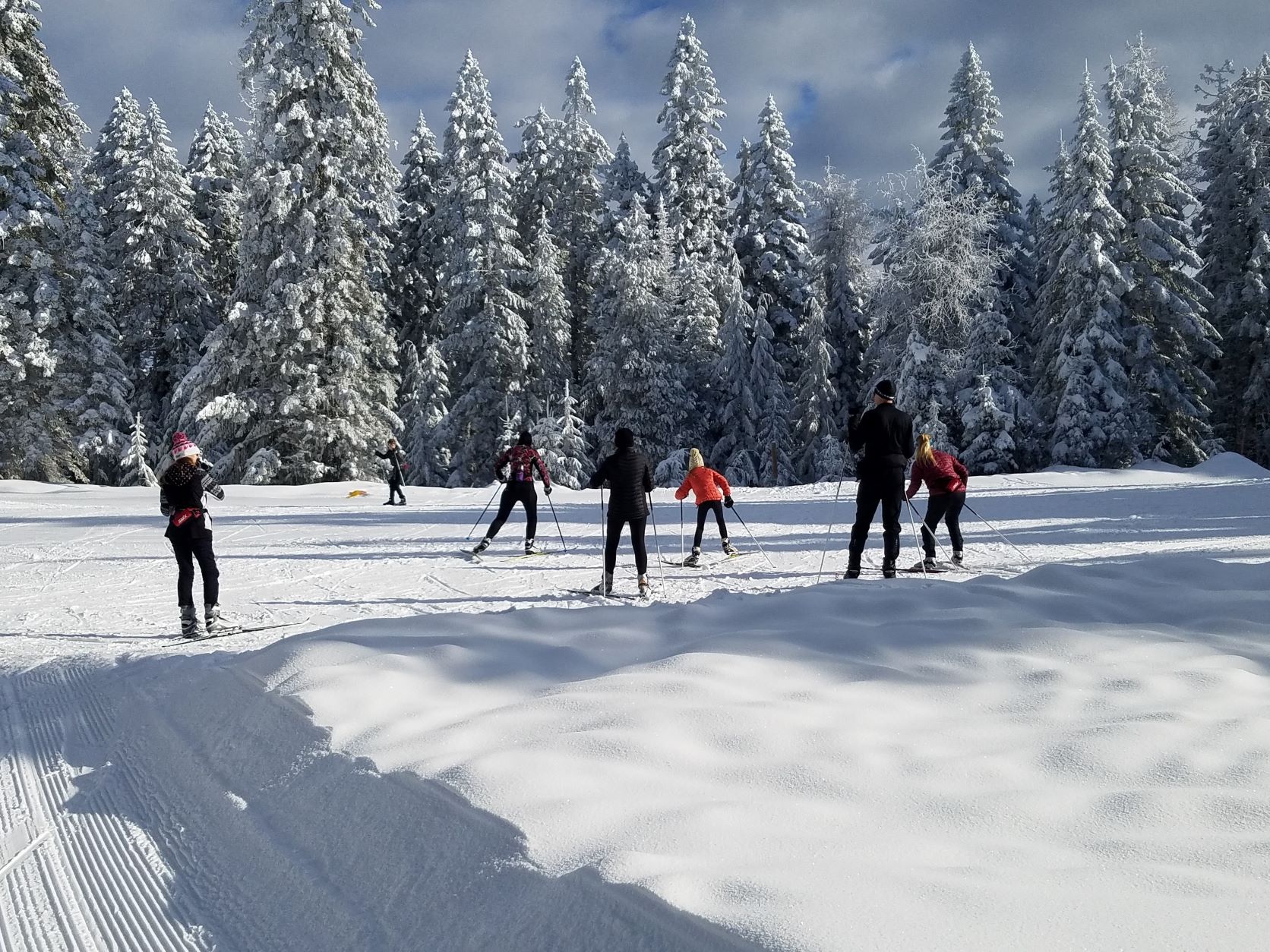 Spokane Nordic ski team racers practicing at Mount Spokane State Park Nordic Trails.