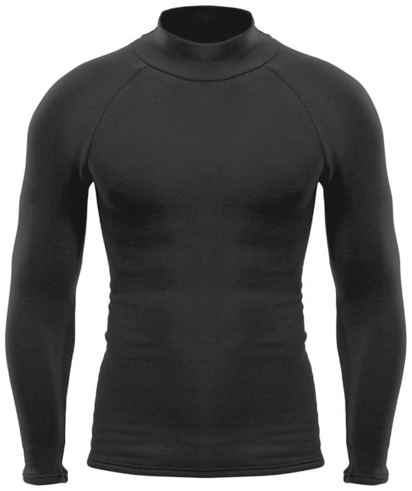 Black colored base layer long-sleeved top.
