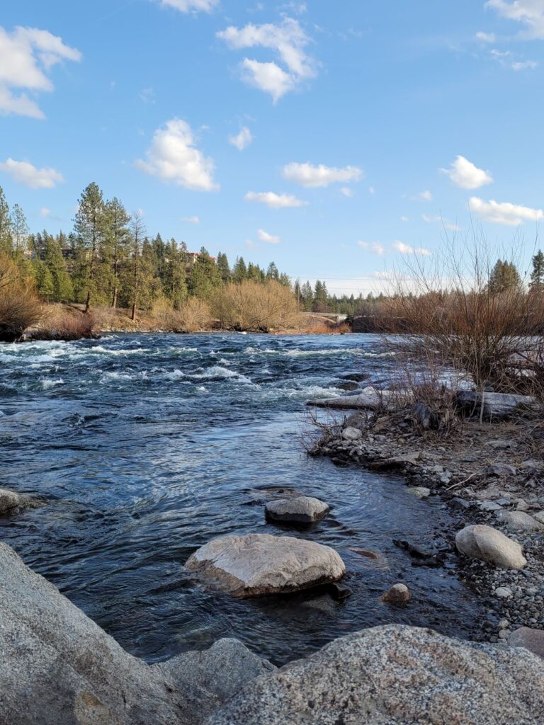 Latah Creek flowing into Spokane River_confluence at People's Park in downtown Spokane.