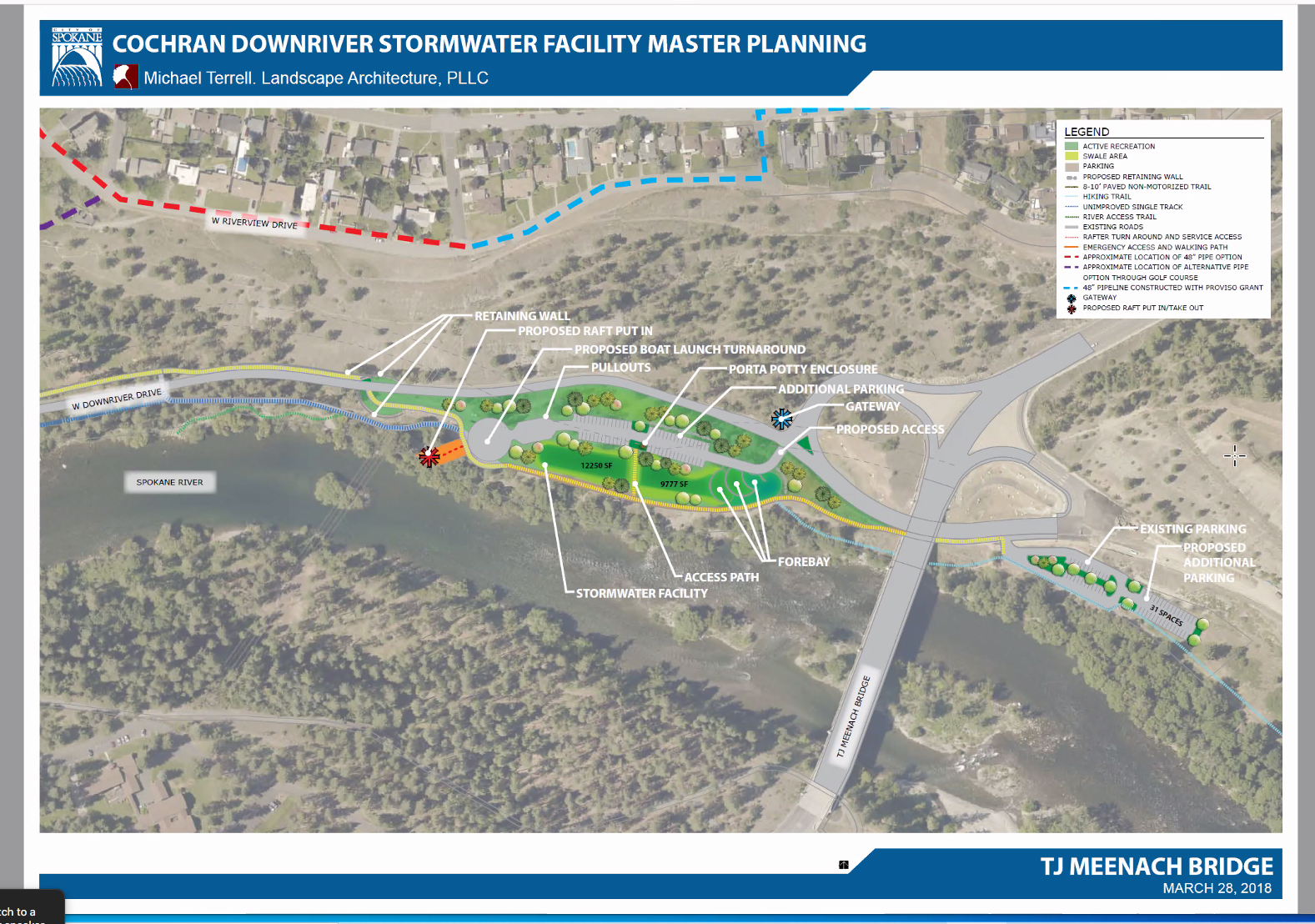 Schematic graphic of re-design plan for Spokane River access site near T.J. Meenach bridge.
