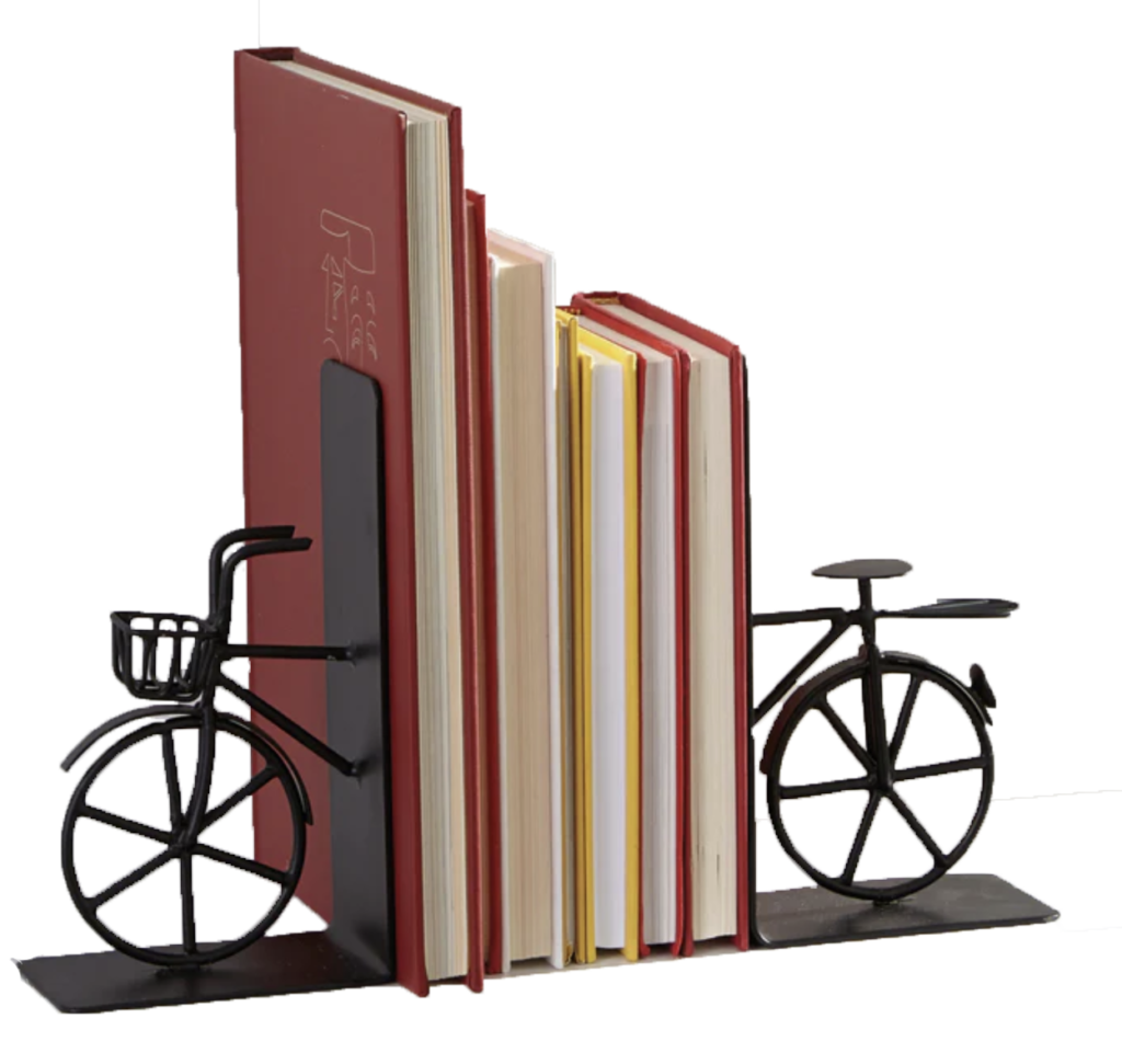 Book ends designed like a bike.