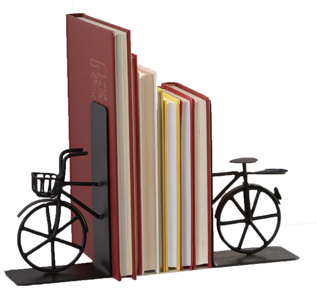 Book ends designed like a bike.